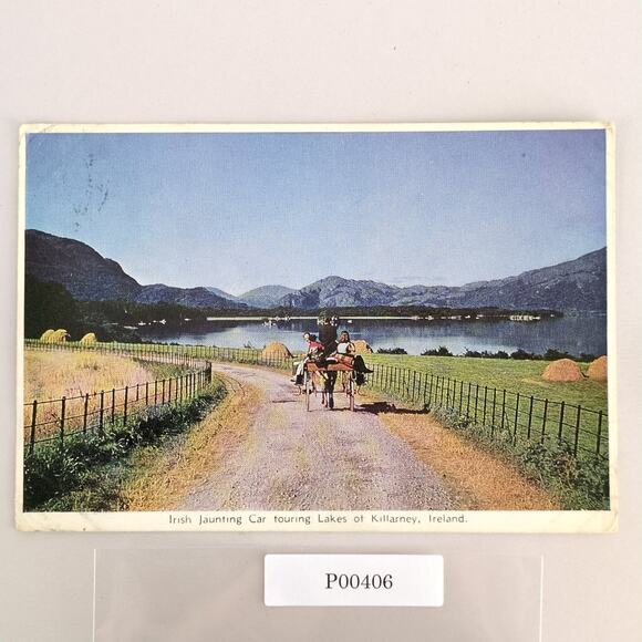Irish Jaunting Car Tour Lakes of Killarney Ireland 1950s Postcard Souvenir Irish - Picture 1 of 2